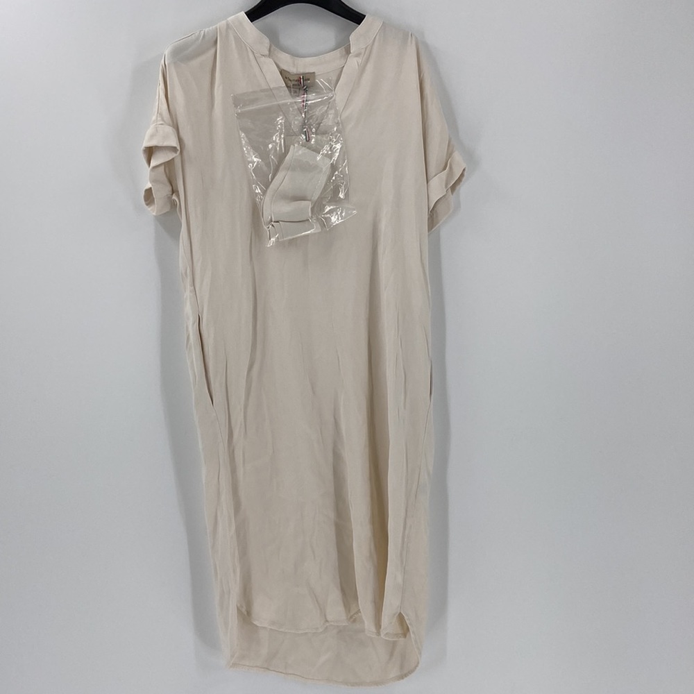 La Fee Maraboutee Women's Ivory Short Sleeve V-Neck Shift Dress Size 36